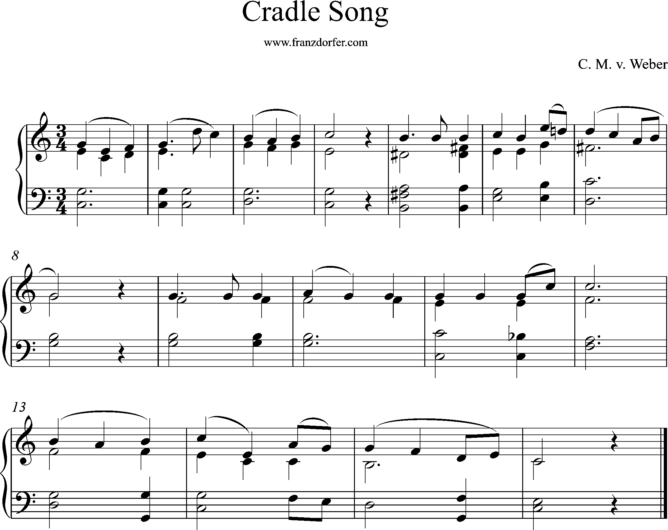 Organ- Sheetmusic, Weber, Cradle Song
